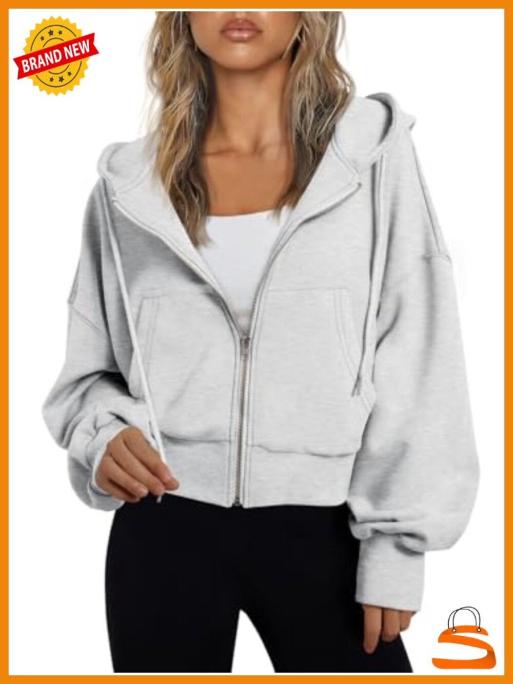 Trendy Queen Womens Zip Up Hoodie Cropped Jacket Athleisure Fall Outfit